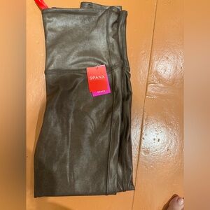 SPANX Faux Leather Leggings in Bronze Metal